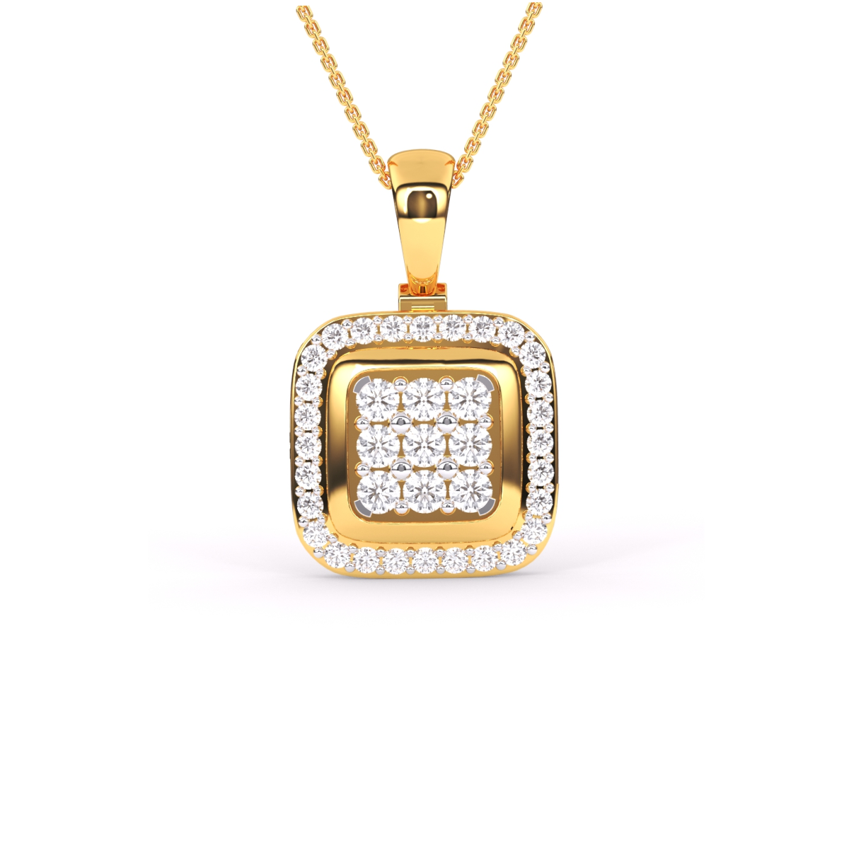 Diamond Cluster Cushion Shape Pendant